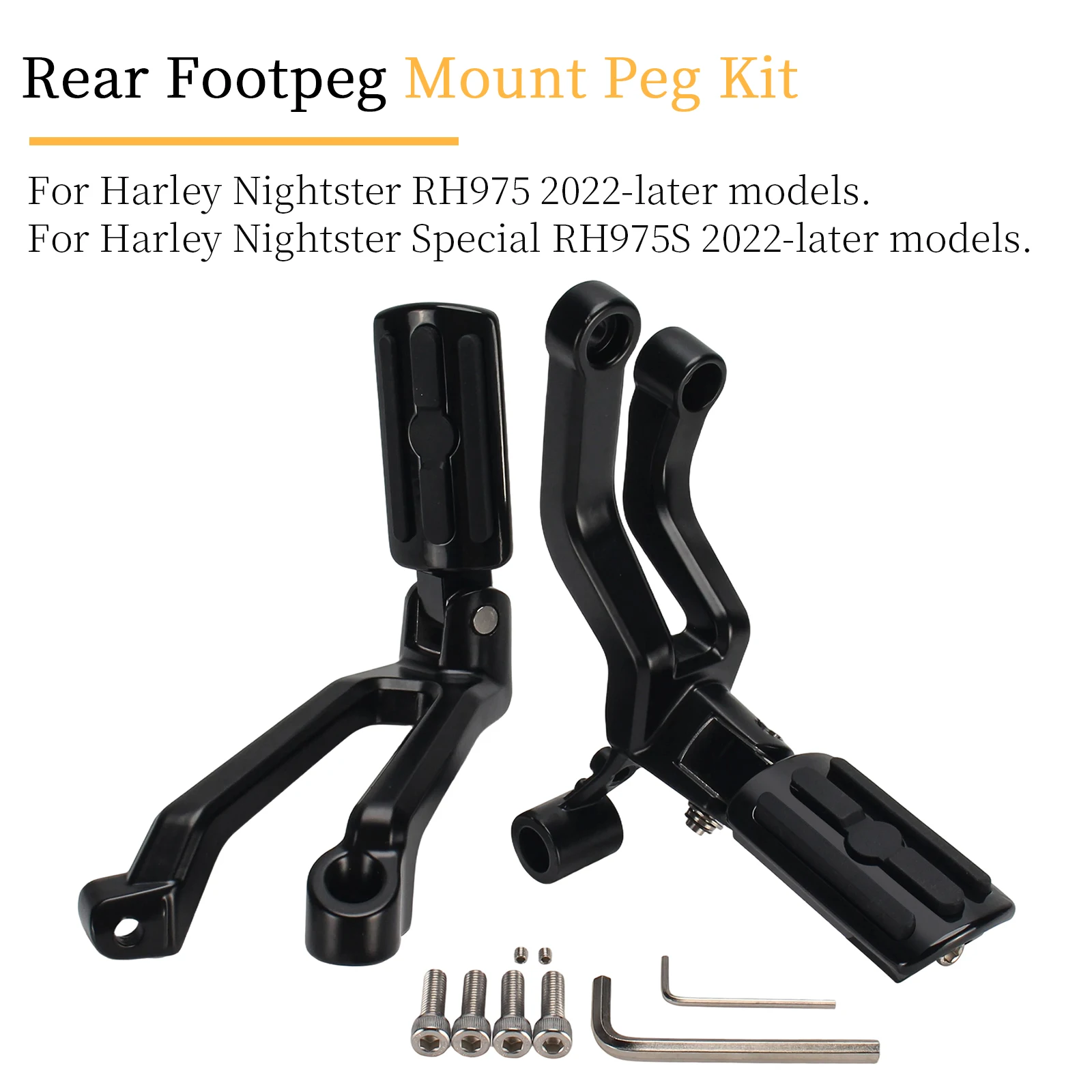 

1 Set Rear Footpegs Mount Peg Kit For Harley Nightster RH97 Special RH975 S 2022+Motorcycle Passenger Footrest Pedal Accessories