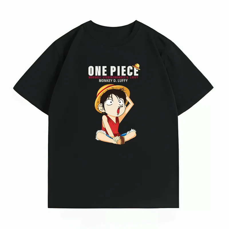 Men's Clothing New 100% Cotton Summer T-Shirt Bandai One Piece Men's T-Shirt Luffy Print Casual Men's T-Shirt
