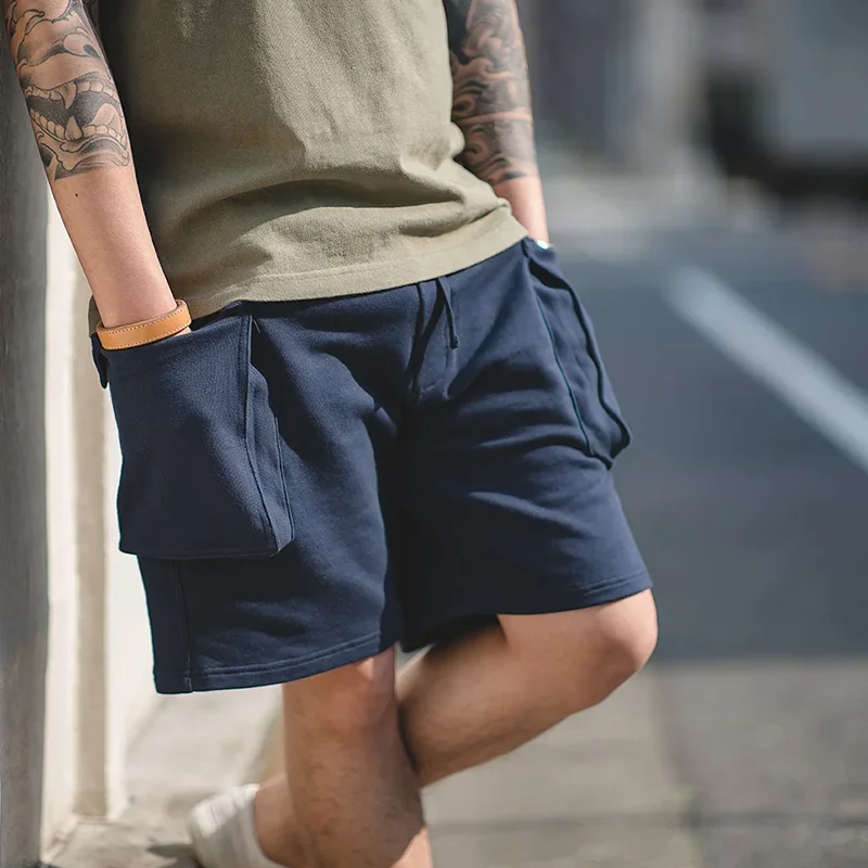 Maden marineblau p44 Cargo Jogger Shorts Männer lose Baumwolle große Tasche Arbeit taktische kurze Hosen amekaji lässig gestrickte Shorts