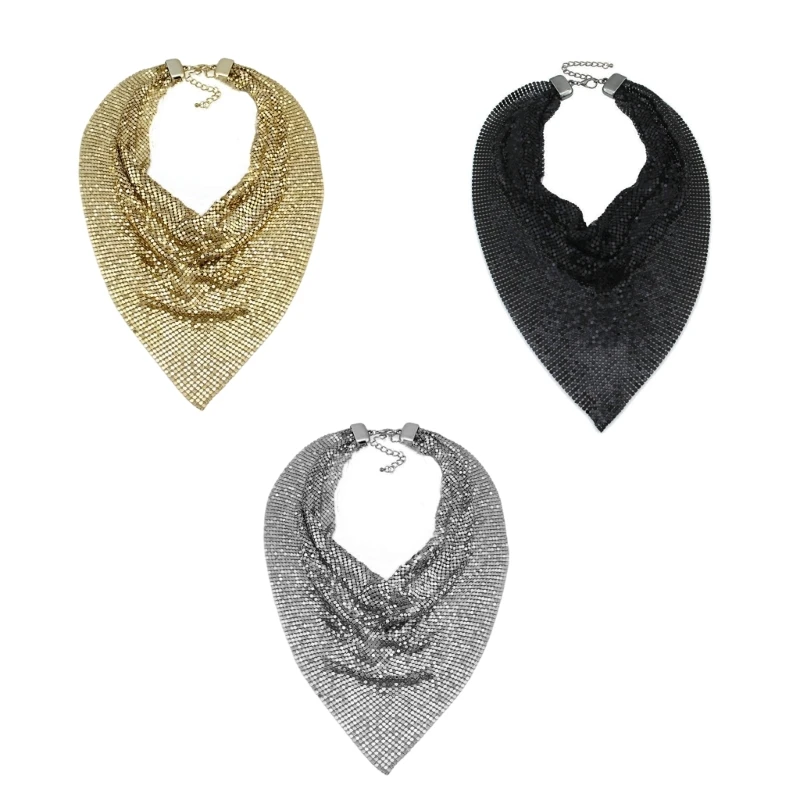 

New Delicate Neck Alloy Scarf for Ladies Summer Lightweight Collars Masquerade Party Alloy Scarf with Shinning Sequins