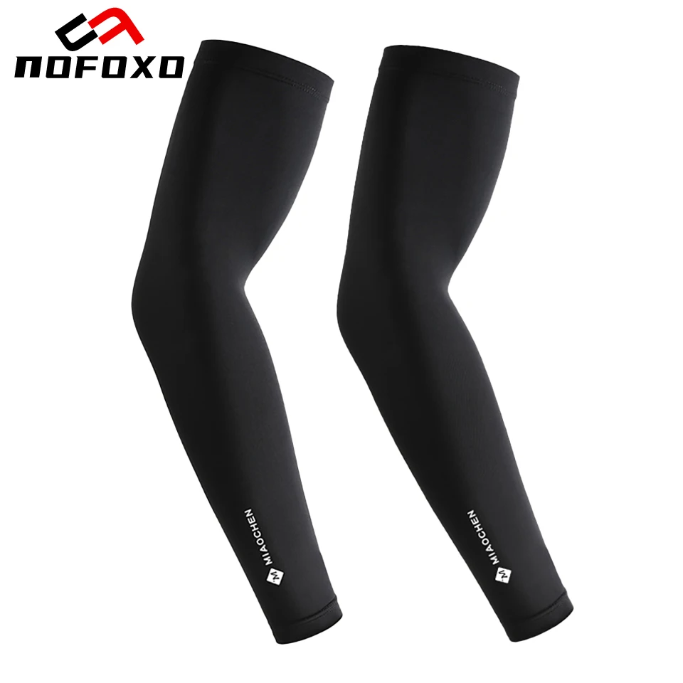

NOFOXO 1 Pair Cooling Arm Sleeves Summer Sun Protection Breathable Ice Silk Elastic Arm Cover Outdoor Cycling Driving Unisex