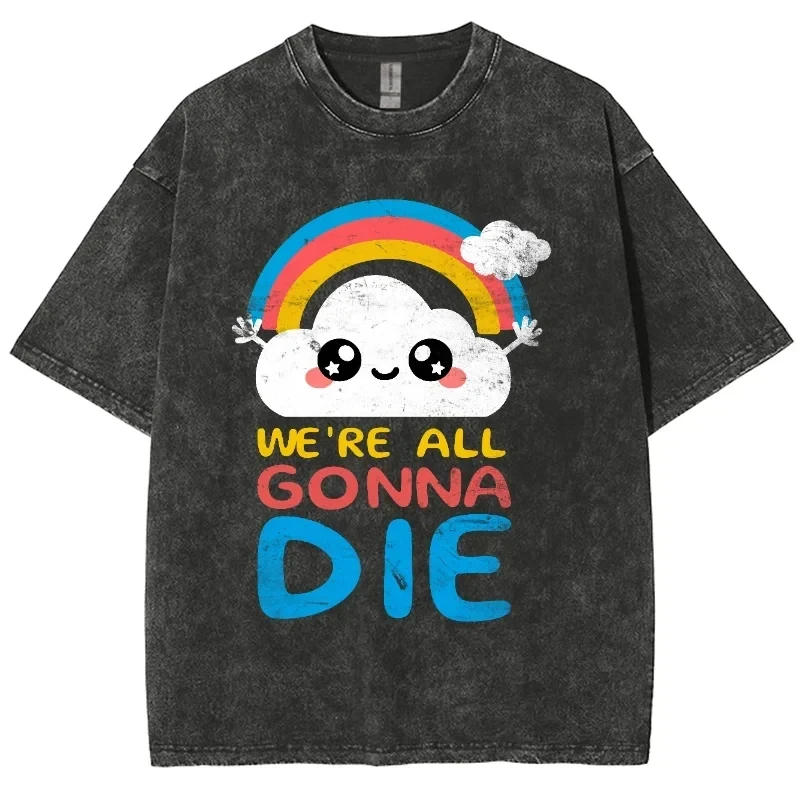 Camisetas con estampado de oso para hombre, camisa lavada Y2k, estilo Retro, Hip-hop, 100% algodón, Unisex