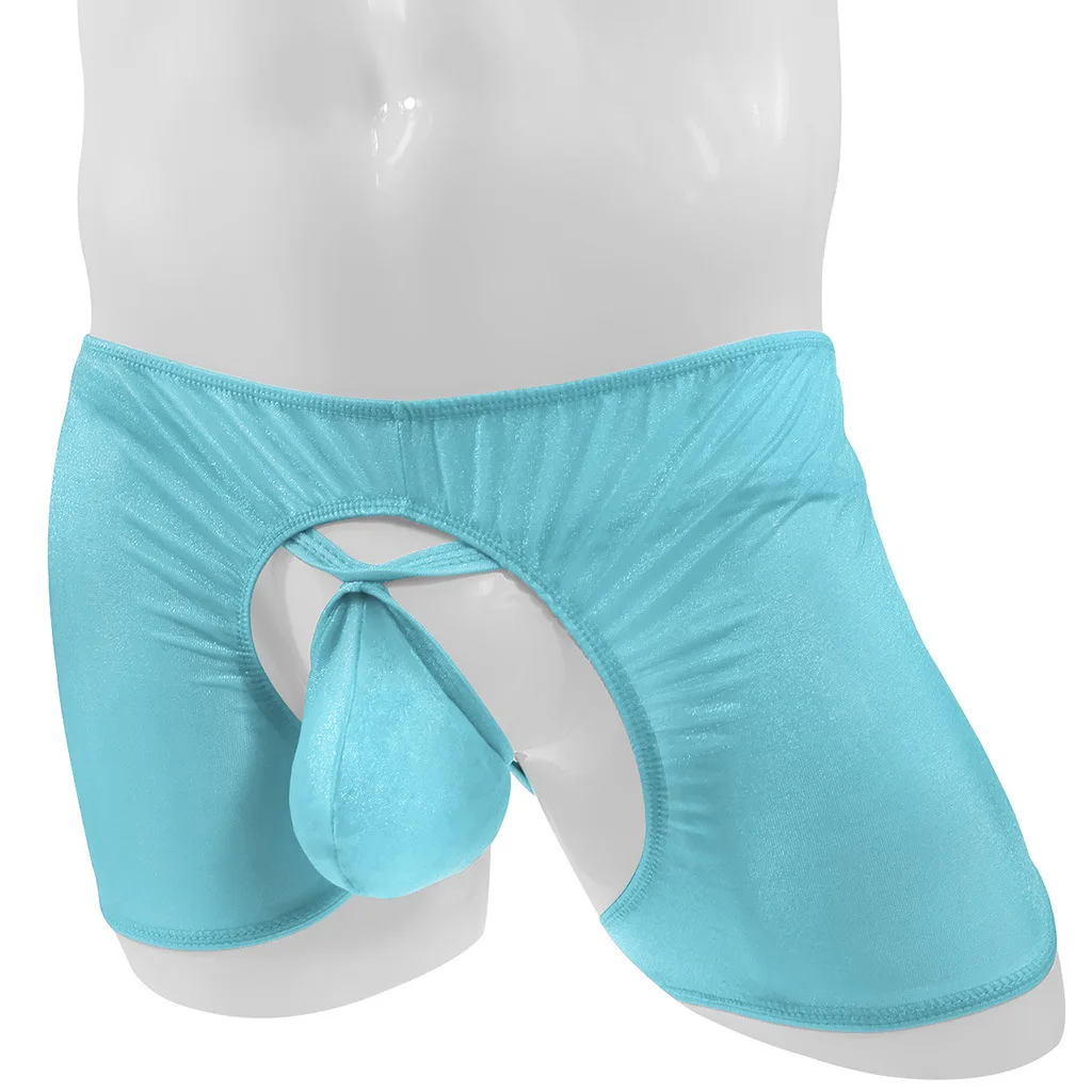 Men's Erotic Boxy Underwear Gay Sexy Low Waist Jockstraps Transparent Buttocks Boxers Set Homme Front and Back Open Hole Panties