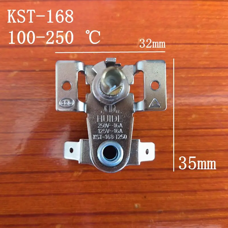 

1pc 250V 16A T250 Electric Oven Thermostat KST-168 100-250 ℃ Temp Controller with M4 Screw Hole Half Turn parts