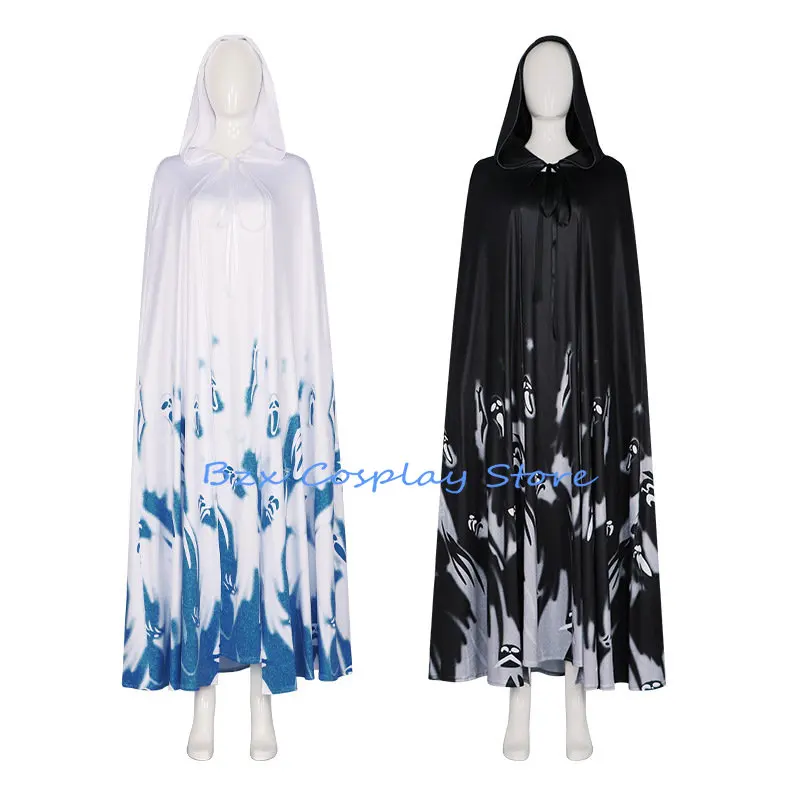 2Colour Halloween Vampire Robe Cosplay Horror Hoodie Ghost Bride Cloak Anime Dresses Cosplay Masquerade Costumes