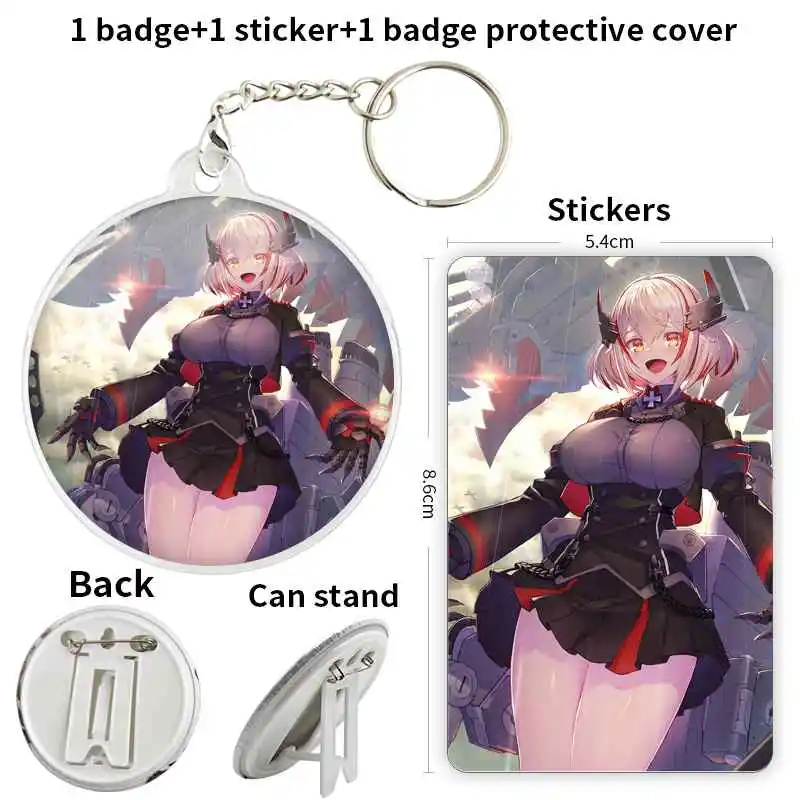 Roo AzurLane  Game Anime Character Badge Brooch anchor Peripherals Pininsignias personalizables 75mm Metal Hat Personalized