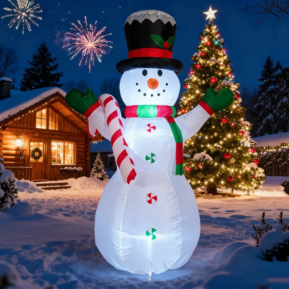 4 Feet/1.2m Christmas Snowman Inflatable Model Festival Banquet Venue Layout Ornament Christmas Candy Cane Decoration Supplies