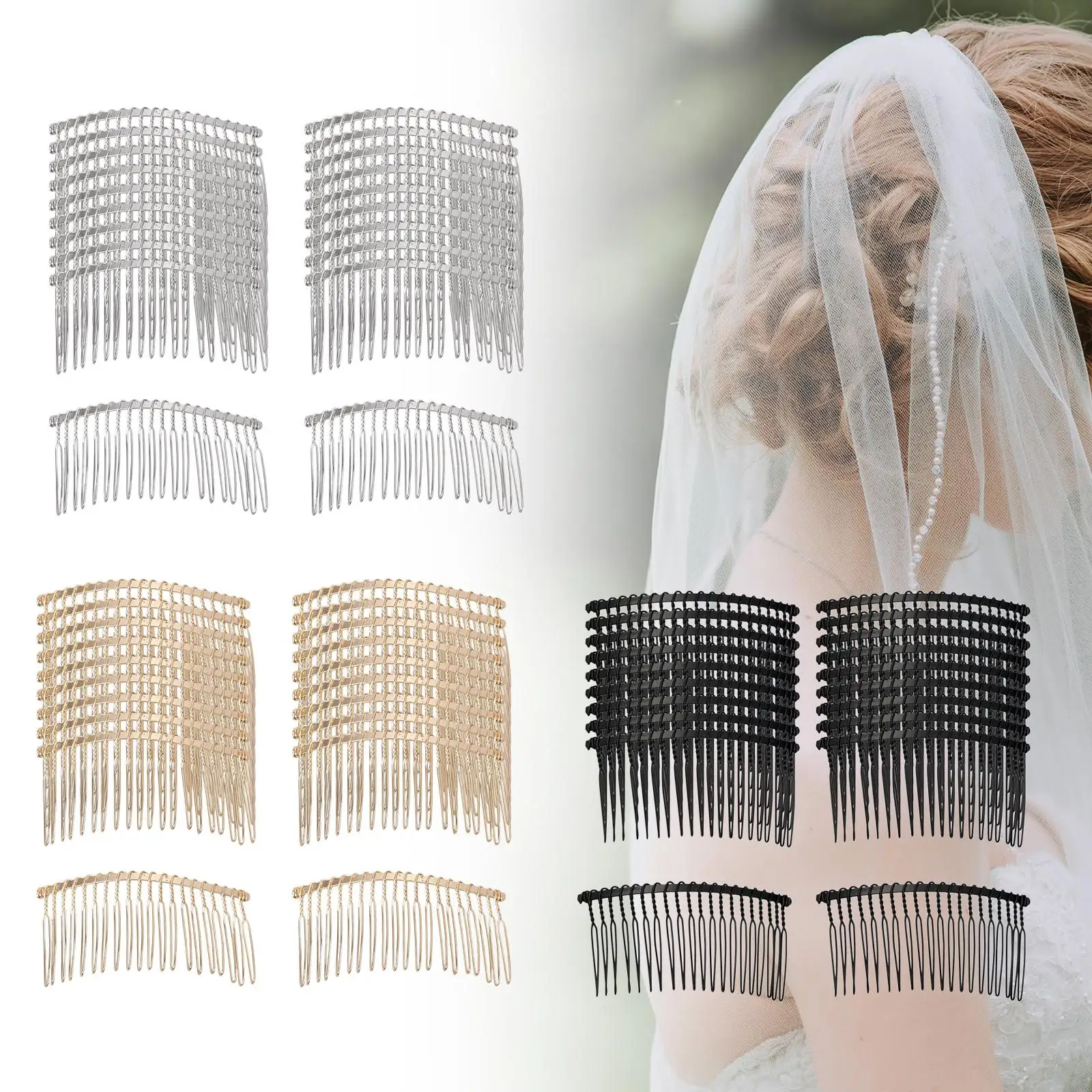 Hairdressing Comb Accessory Electroplated Metal Wedding Veil Side Comb Professional Styling Tool for Brides