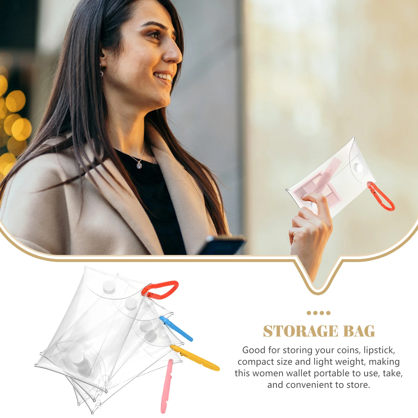 

4pcs Cartoon Bags PVC Coin Purse Lipstick Wallet Women Accessories Orange Yellow Small Change Pouch Travel