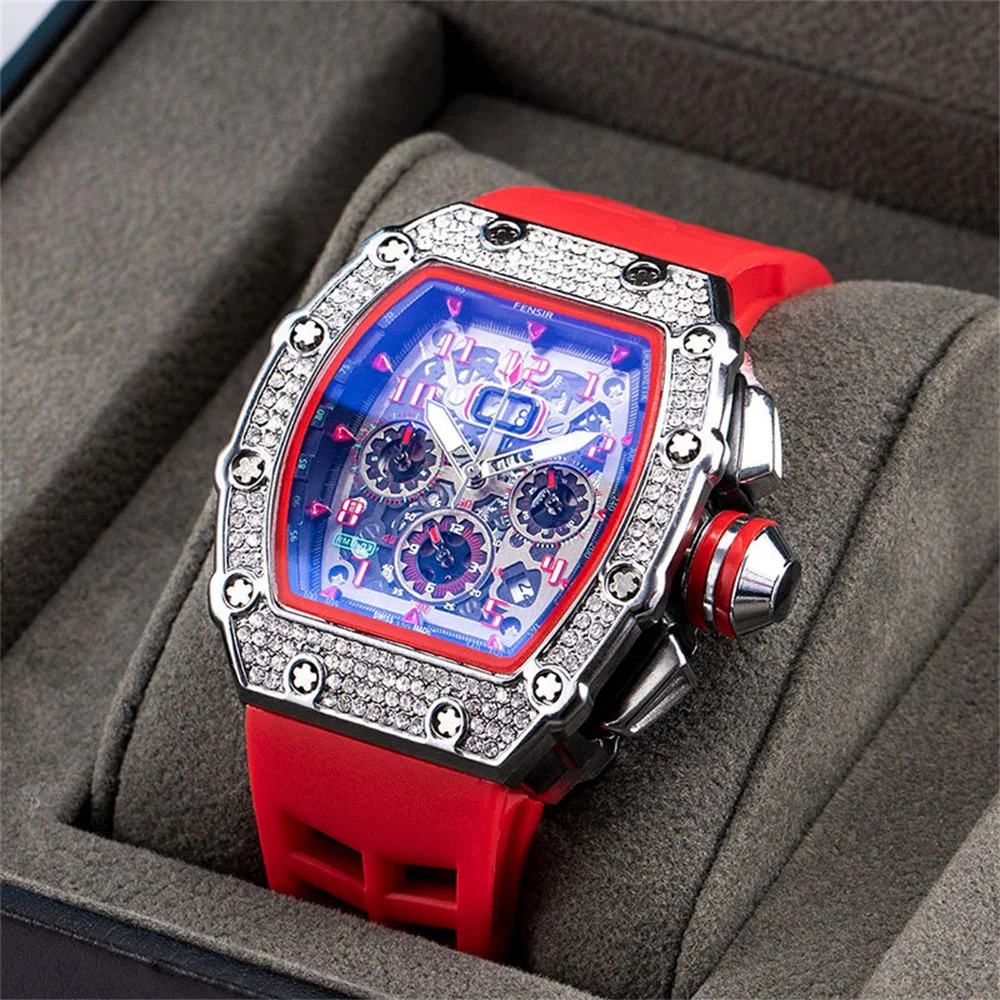 Men\'s Multifunctional Luxury Brand Business Sports Watches 2024 Unusual Quartz Diamond Watch For Men WristWatches reloj hombre