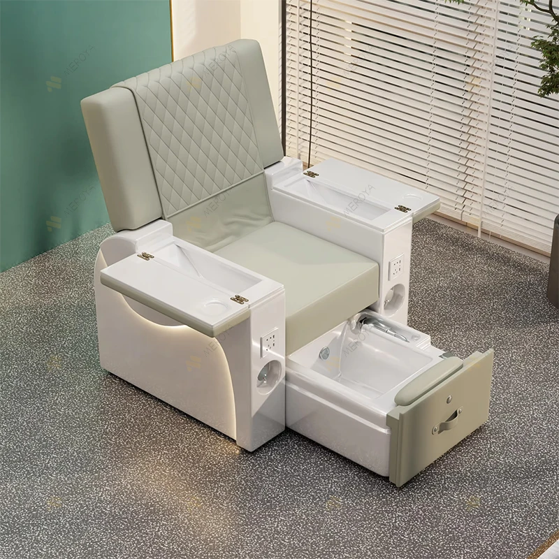 Nail Salon Equipment Electric Reclining Massage Foot Spa Chair Luxury Modern Hand Wash Pedicure Chair with Discharge Pump