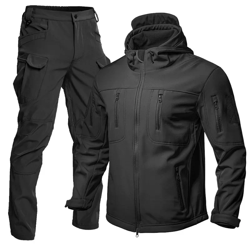 GL 2026 Outdoor Shark Tactical Winter Softshell Jacket Set Waterproof Windproof Fleece Lined Warm Hiking Clothes