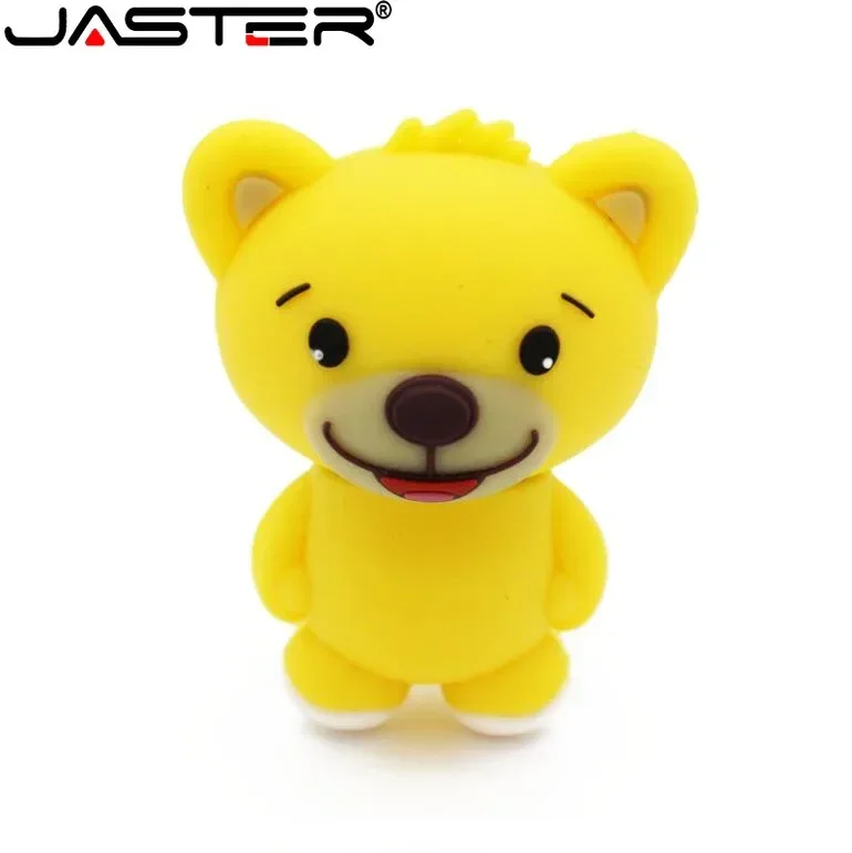 JASTER Brown Bear USB Flash Drive 64GB Free Key Chain Memory Stick 32GB Cute Cartoon Pendrive 16GB Gifts for Kids USB Stick 8GB