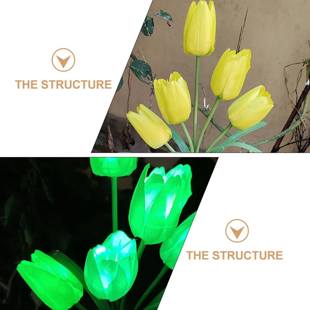 

Solar Powered Tulip Lawn Lamp Silk Cloth Stainless Steel Post Garden Decoration LED Lights Yard nament Solar Garden Lights