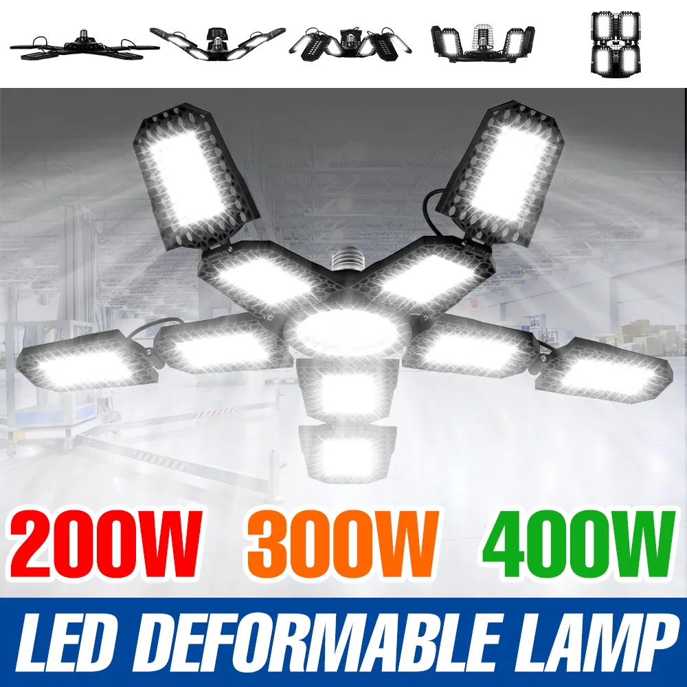 

400W E27/E26 Garage Lamp LED Folding Deformable Bulb AC220V Spotlights 110V Ceiling Light Shopping Mall Parking Lot Lighting