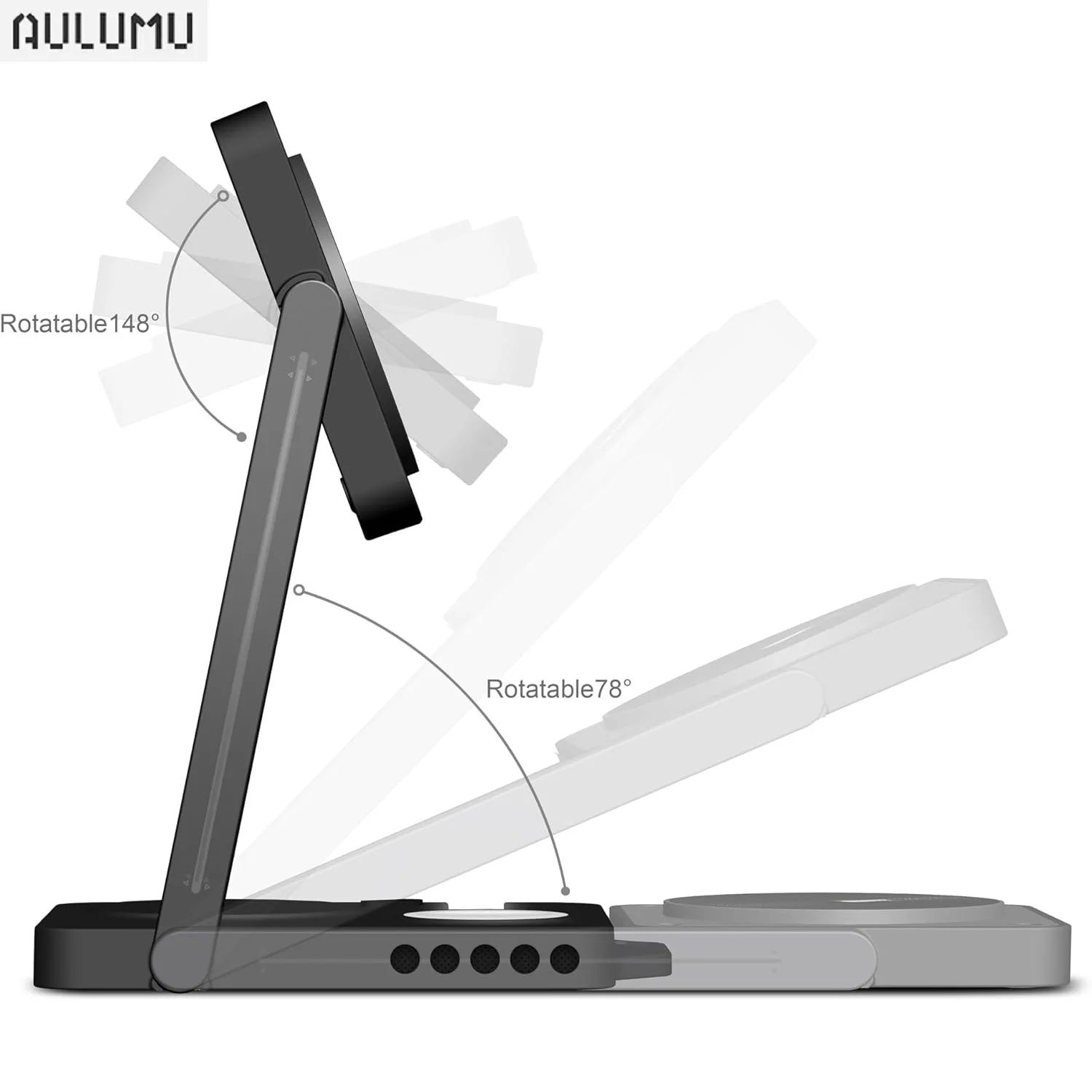 Imagem -02 - Estação de Carregamento sem Fio Compatível com Magsafe em Carregador Magnético Dobrável para Iphone Airpods Aulumu-m01