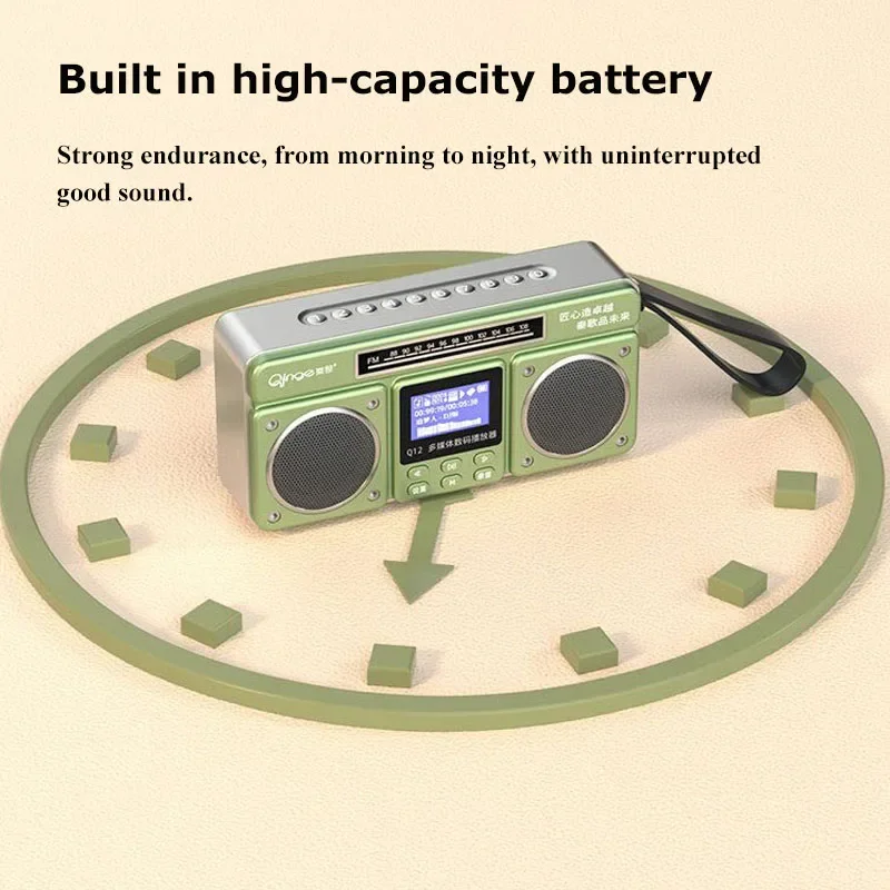 미니 휴대용 HiFi 스테레오 레트로 무선 블루투스 스피커 홈 야외 라디오 FM 서브 우퍼 TF 카드 USB 음악 플레이어