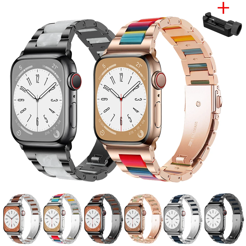 

Resin Strap For Apple Watch Band Ultra 49mm 8 7 41 45 44mm 40mm Woman Bracelet For iWatch 6 se series 5 432 38mm 42mm Wristband