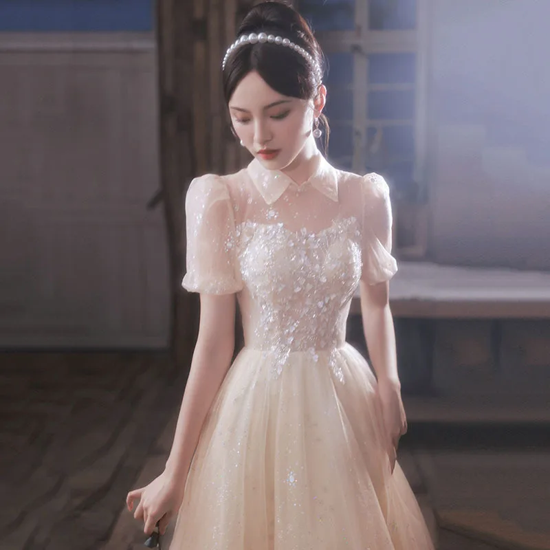 

Цвет шампанского, свадебное платье Dr, новинка 2025, женское вечернее платье Ele, помолвка, платье на день рождения, маленькое ростевое платье