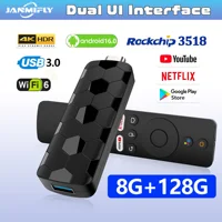 R3 + Mini TV Stick interfaz de doble UI Android 16 ATV Ram 8GB Rom 128GB RK3518 Wifi 6 Control remoto por voz transmisión Global TV Box
