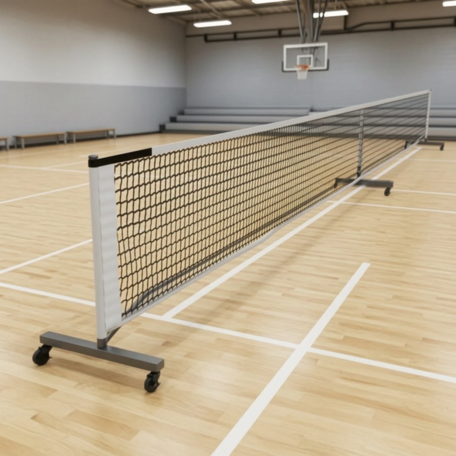Pickleball Net with Wheels Mobile Pickleball Net Stable Heavy-Duty for Clubs, Multi-Use Sports Areas