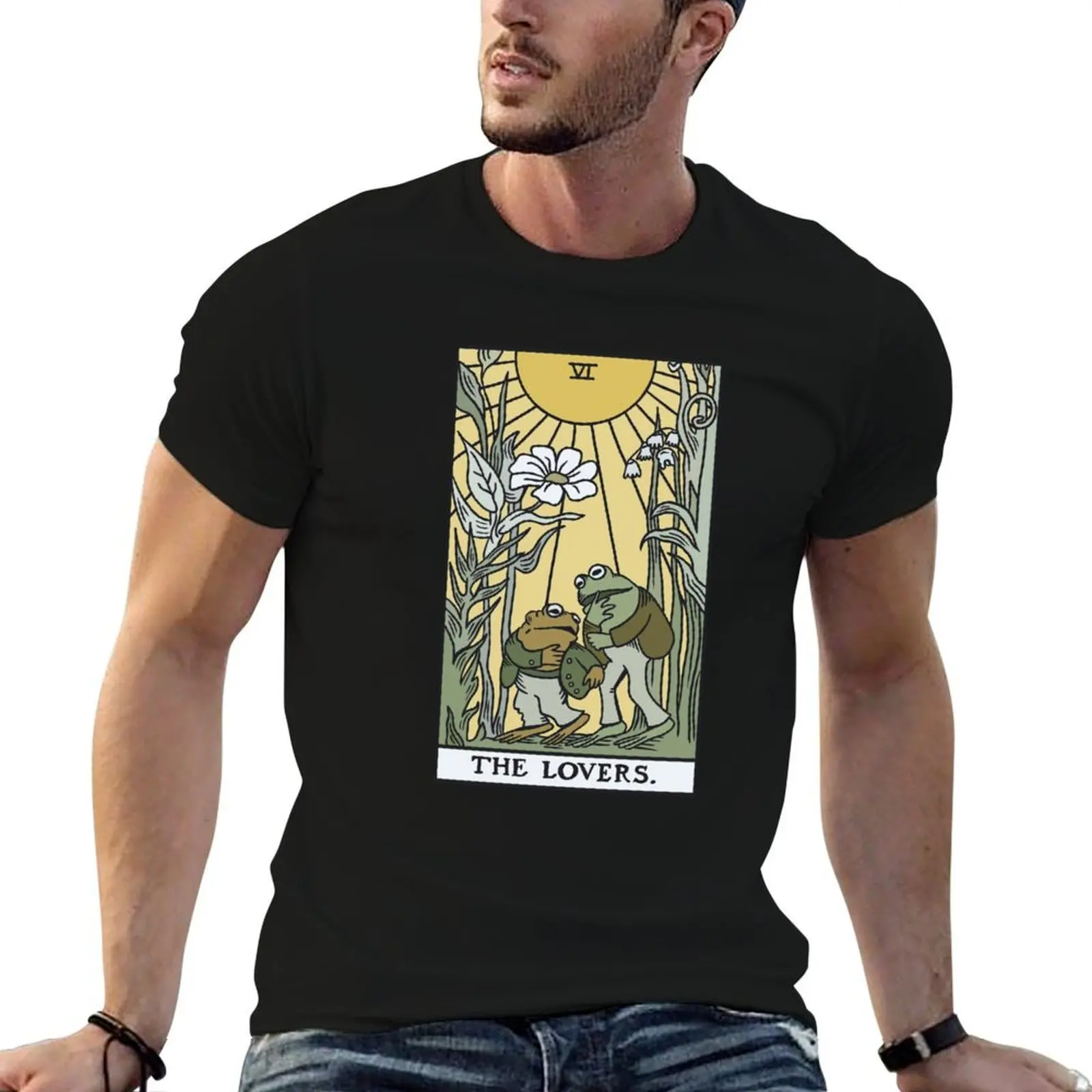 

The Lovers Frog Toad Tarot Card Cottagecore Frog Lover T-Shirt men t shirt cotton 100% man t shirts cotton T-Shirt
