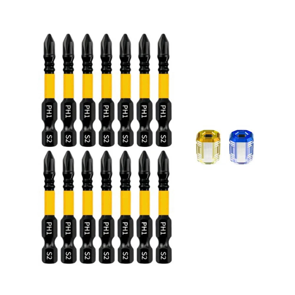 14PC Magnetic Screwdriver Bit Set High Hardness Alloy Steel 6.35mm Hex Shank Anti Slip For Electric Drill Driver Tools With Case