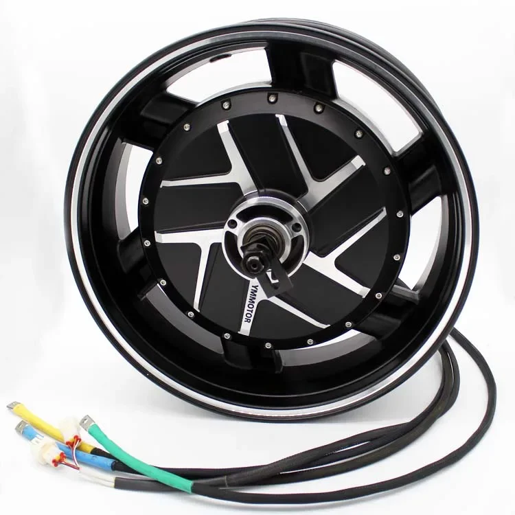 

YM MOTOR 17 Inch Fast Speed Powerful permanent magnet Brushless Direct Current Motor 72V Hub Motor 15000w Electric Motorcycle