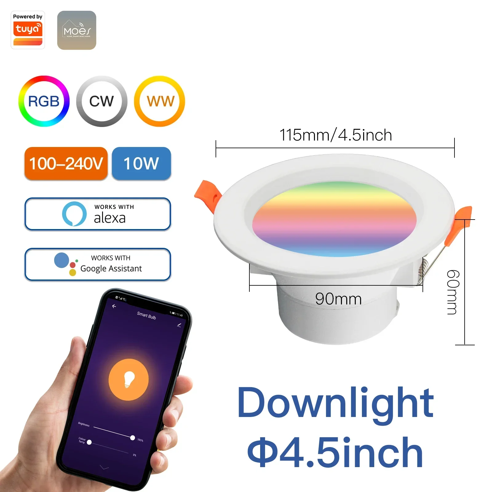 MOES Smart LED Downlight Round RGB 4