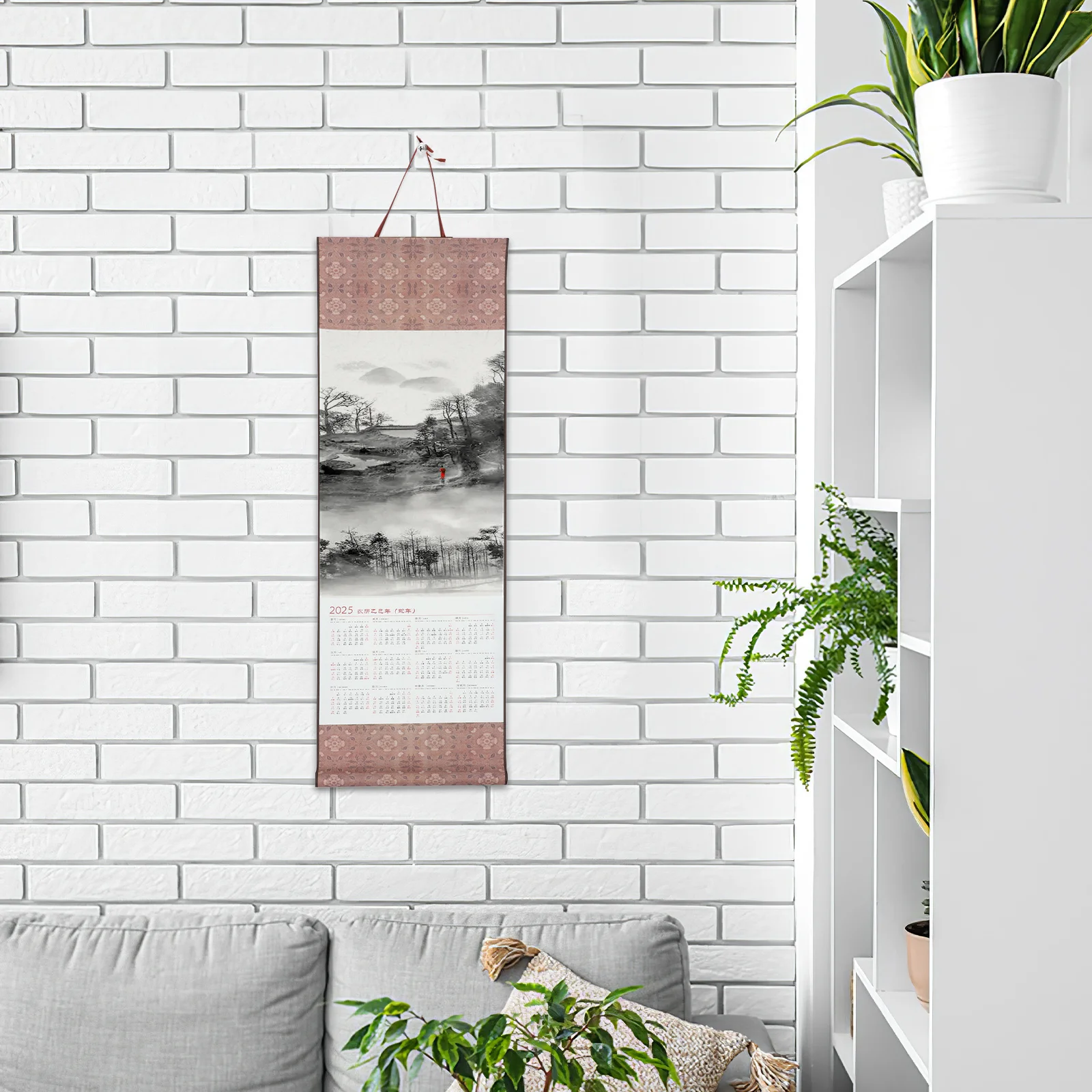 

2025 Wall Calendar Scroll Painting Paper DIY Chinese Calligraphy Monthly Yearly Planner School Organizer Hanging Art Decor