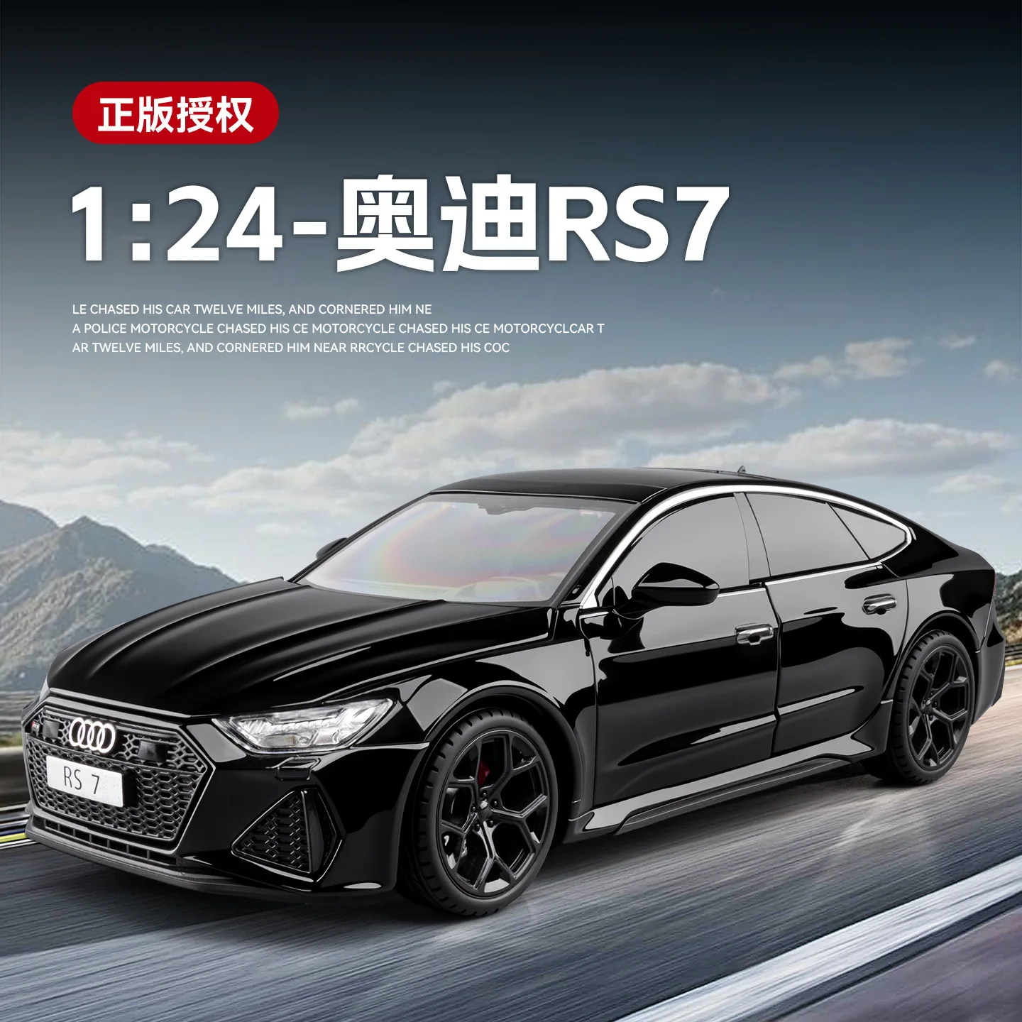 

High Detail 1:24 RS7 Alloy Car Model Vivid Light Sound Pull Back Function Realistic Interior Craft Luxury Collection Decor