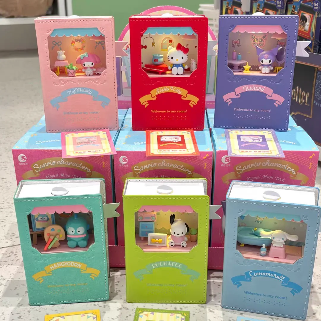 

Оригинальная музыкальная книга Sanrio Music Magic Book, коллекционная фигурка с подсветкой, декор для рабочего стола, подарок для фанатов аниме, игрушки Hello Kitty и Kuromi.