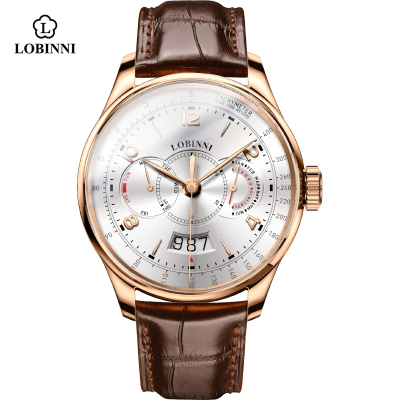 LOBINNI High Quality Functional Date Dial Automatic Wrist Watch For Men Luxury Waterproof Men's Mechanical Watch MIYOTA 9122