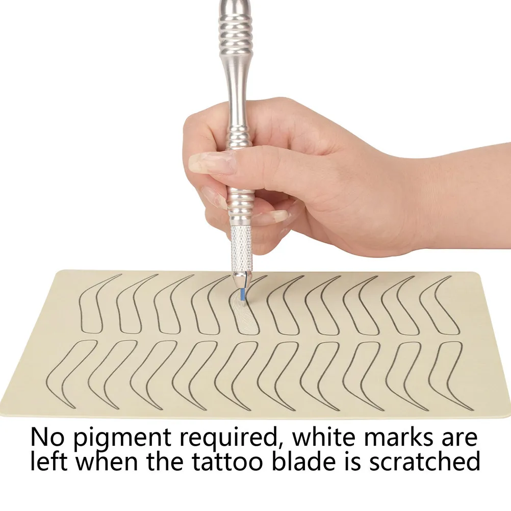 

10Pcs Eyebrow Practice Skin Lifelike Silicone Practice Sheet Portable Tattoos Training Skin Wear-Resistant Tattoo Artist Tool