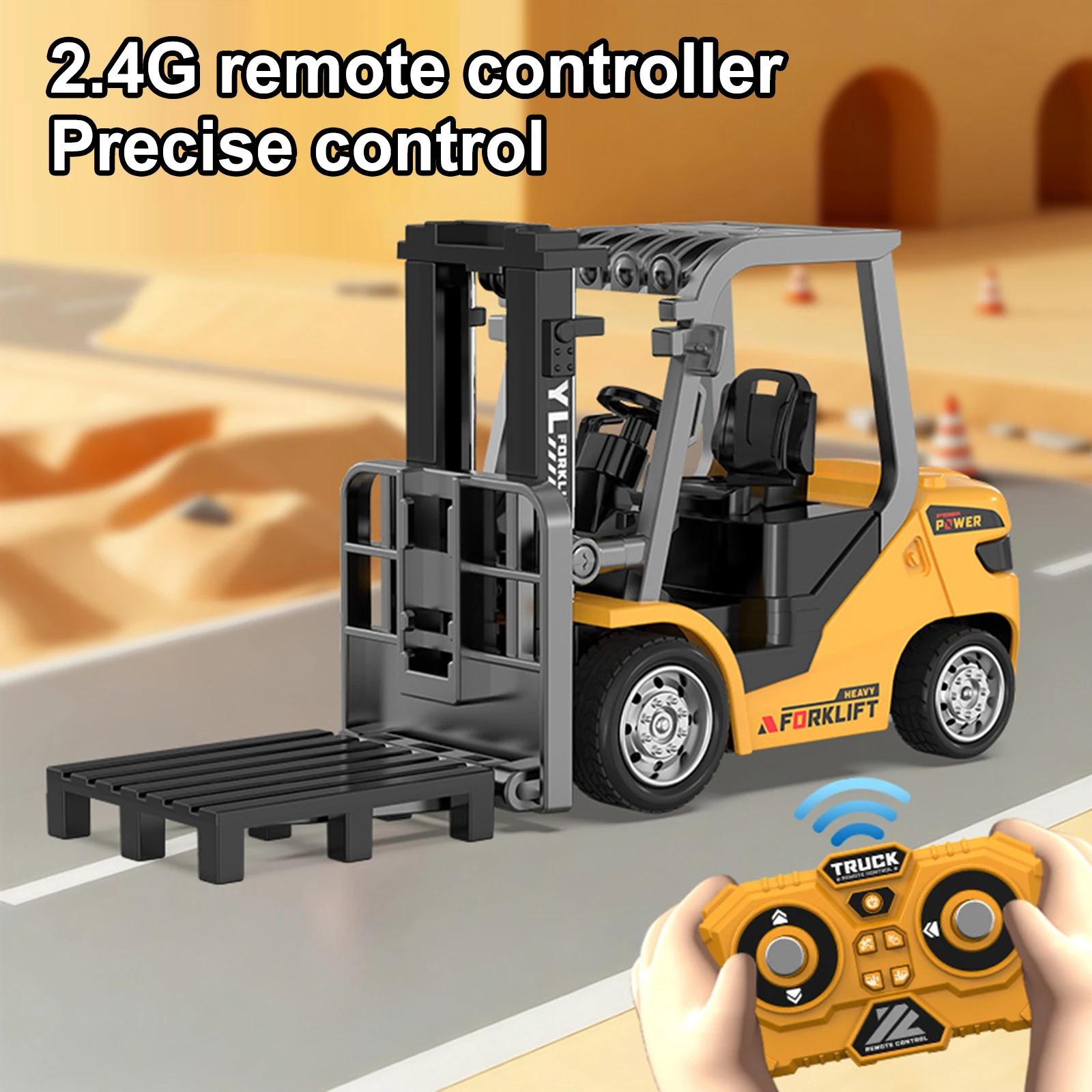 

1/64 RC Forklift Toy Rechargeable Mini Remote Control Forklift Truck with Lights & Sounds Birthday Gifts for Adults Kids Age 6+
