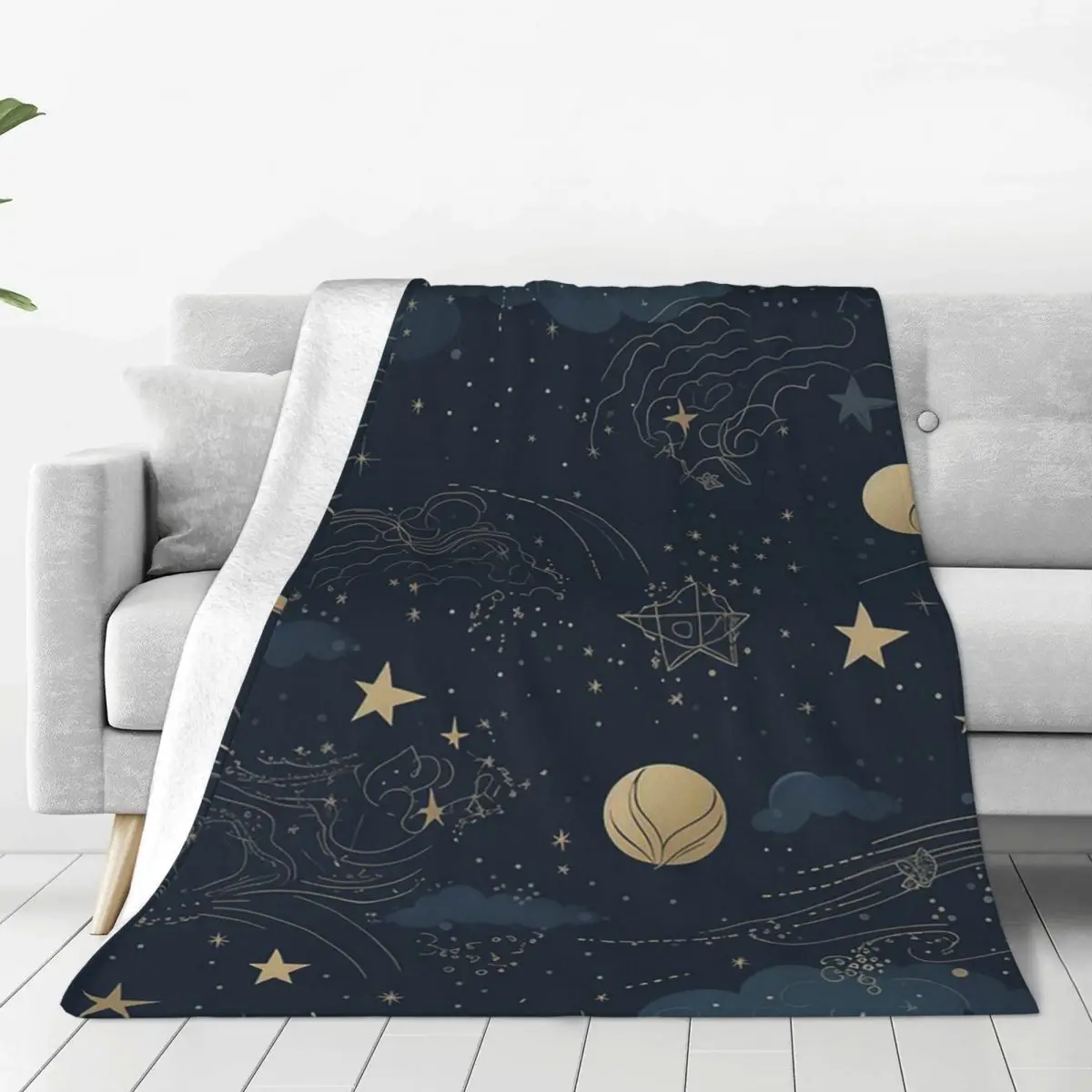 Celestial Reverie Blanket Flannel Multi-function Sofa Throw Blankets For Home Bedroom Travel Throws Bedspread Quilt