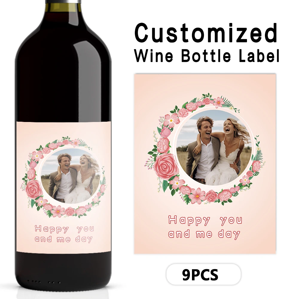 

9pcs Custom Christmas Wine Labels, Waterproof Stickers, Personalized Party Decorations, Holiday Wine Bottle Labels
