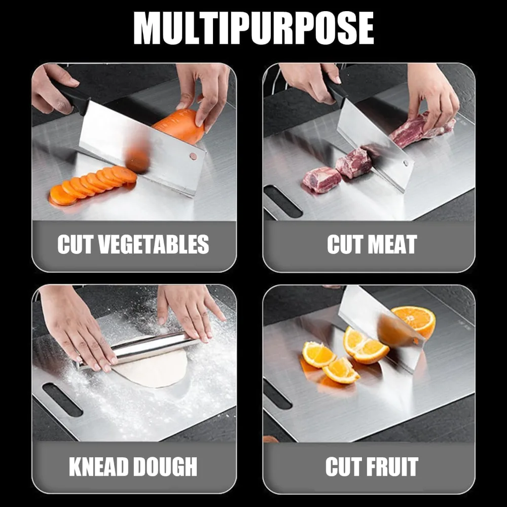 لوح تقطيع جديد من التيتانيوم لعام 2025 - لوح تقطيع للمطبخ غير سام مزدوج الجوانب وآمن للاستخدام في غسالة الأطباق ومتين (14 × 10 بوصة) #5