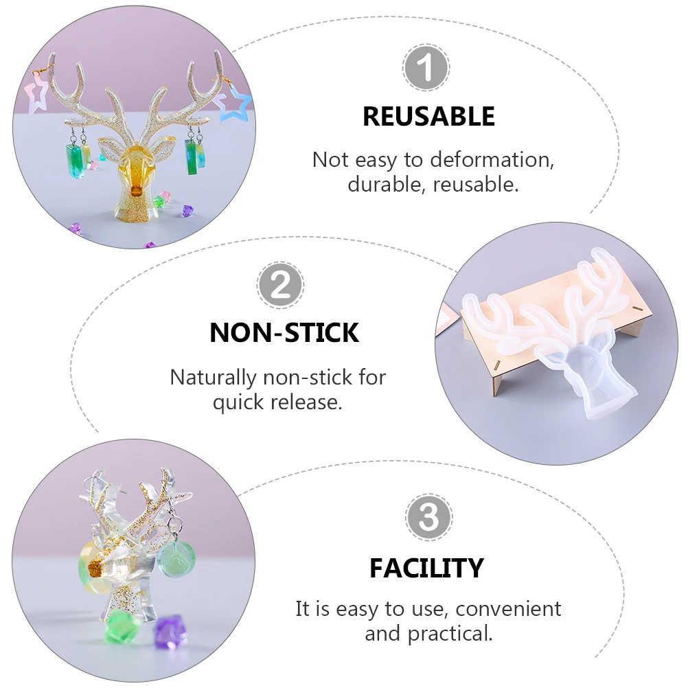 

1 set 1 Set Antlers Molds Diy Craft Silicone Mold Epoxy Ornament Casting Handmade Gift Decor Antlers Ornament Mold Diy