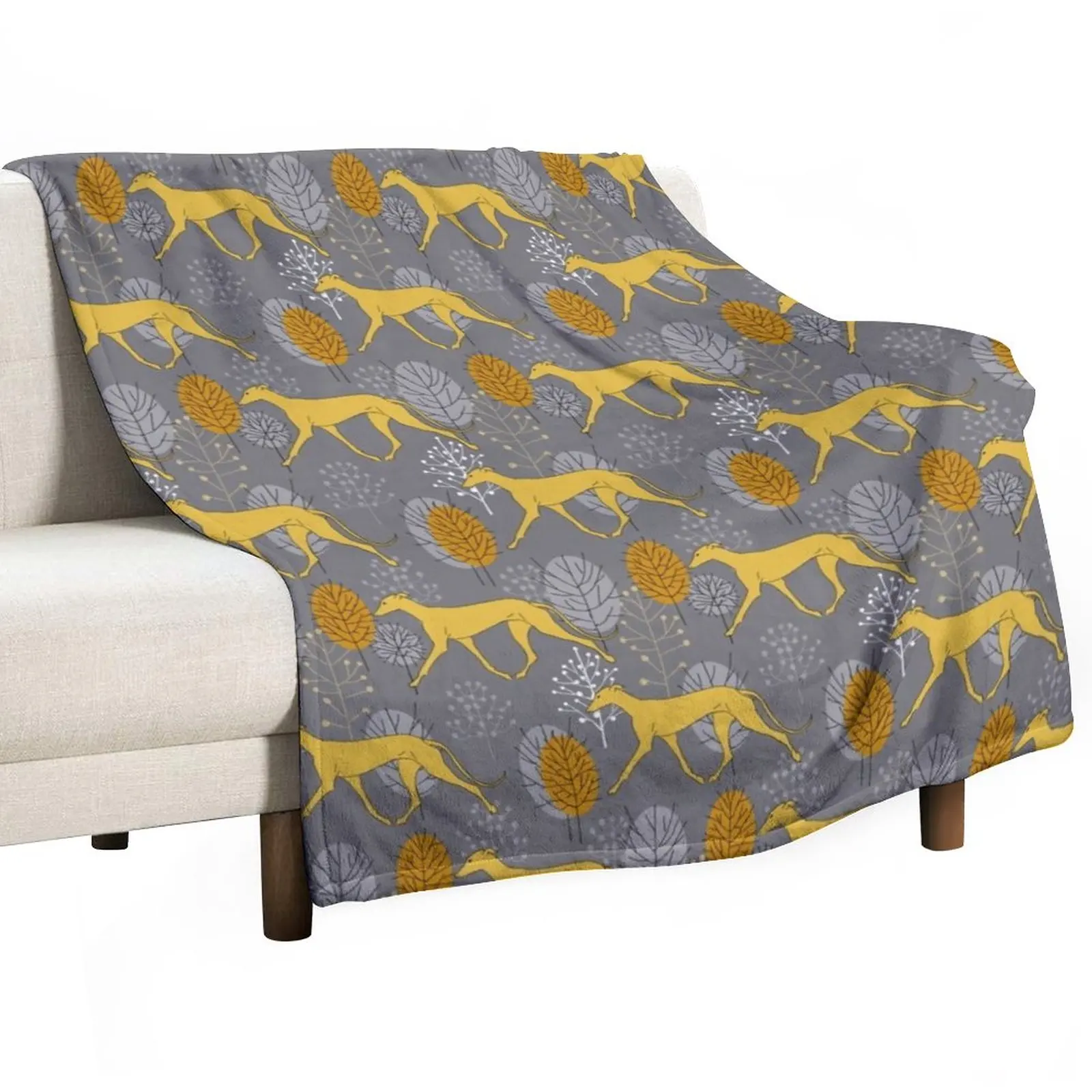 

Trotting yellow galgos Throw Blanket Plaid on the sofa Beach Blanket