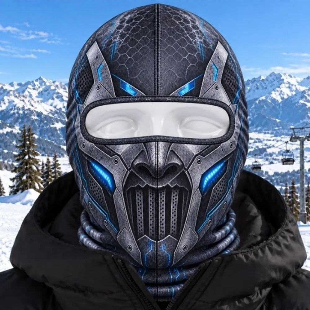 3D Printed Skull Demon Print Funny Ski Mask Full Coverage Quick Dry Balaclava Face Mask Breathable Eye Hole Sweat Absorbent