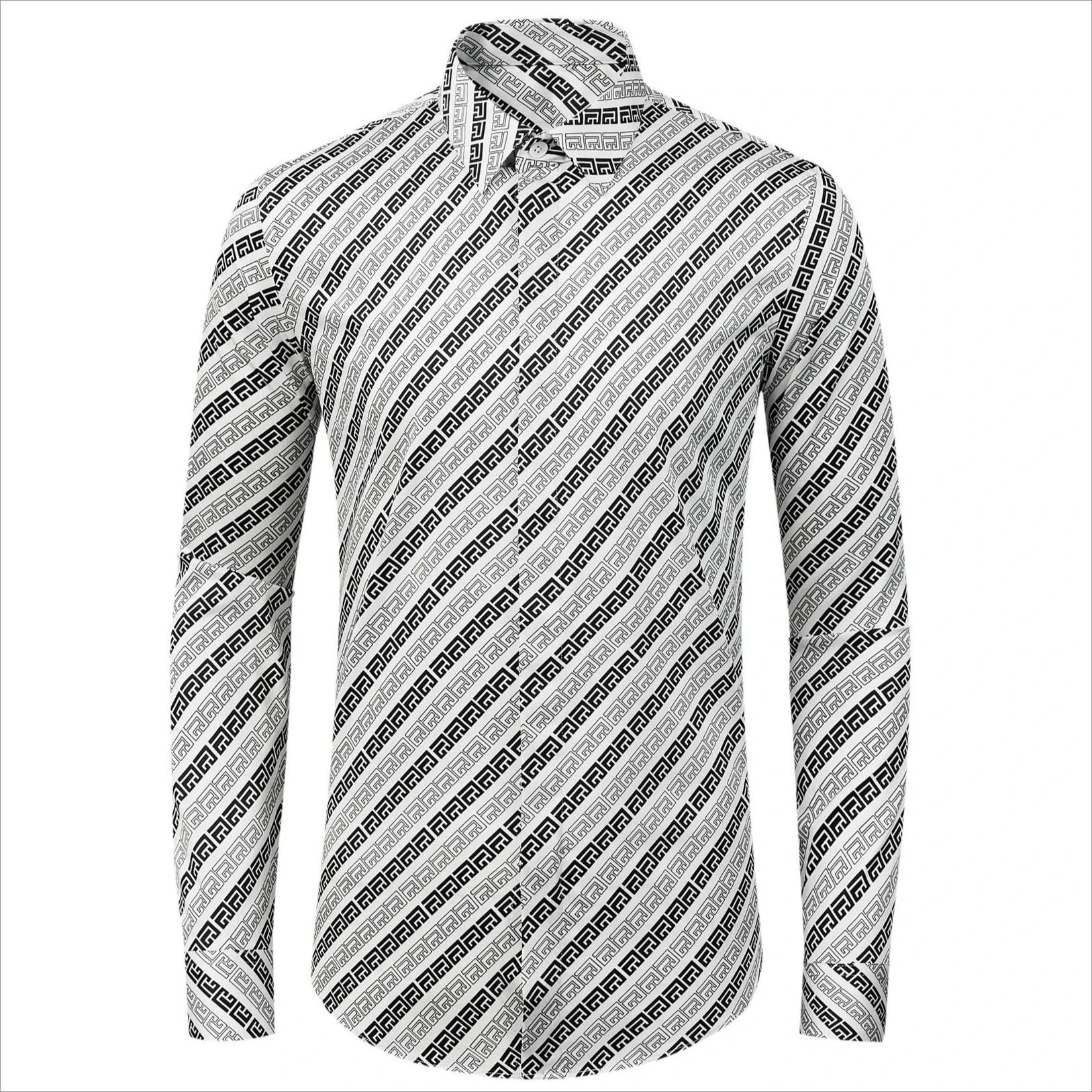 

2025 Brand Printed Men's Shirt Long Sleeve Cotton Casual Shirts Slim Fit Lapel Business Formal Dress Shirt Banquet Party blouse