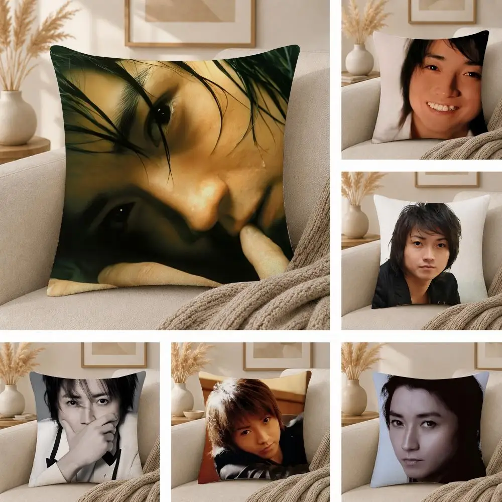 Tatsuya Fujiwara Actor Cushion Cover  Plush Fabric Soft Double Sided Print Sofa Cushion Cover Throw Pillow Covers