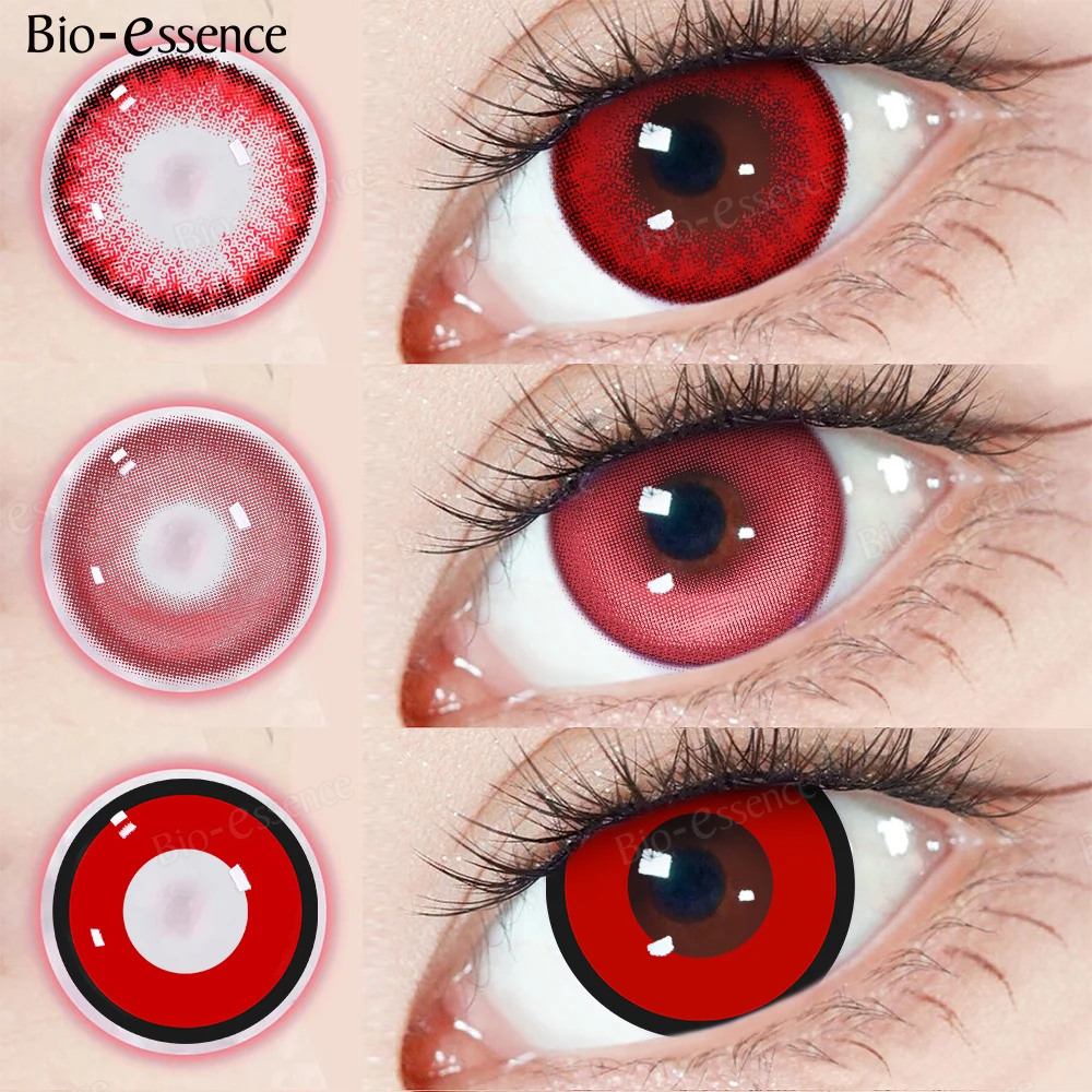 Lentes rojas de Halloween bioesencia, lentes de contacto de colores Colorcon, lentes de Anime, accesorios de Anime, lentes de Cosplay de vampiro al por mayor