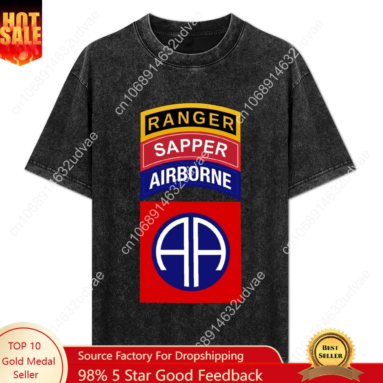 

82nd Airborne Ranger Sapper Retro T shirts mans womans Vintage Tshirt cotton Short T-shirt soft Custom tops clothes tshirt