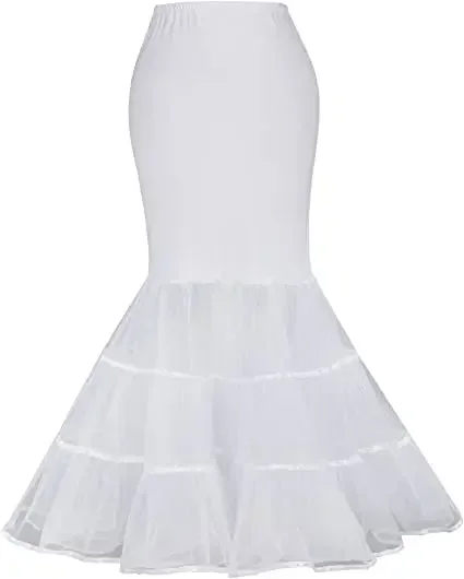 Women'S Mermaid Fishtail Crinoline Petticoat Floor Length Wedding Underskirt