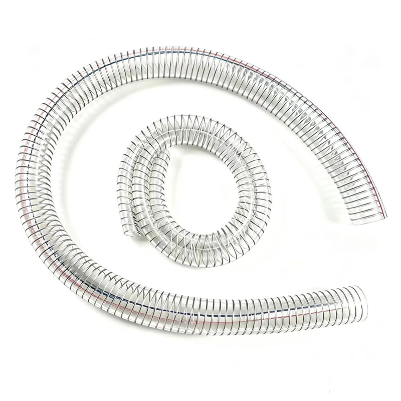 Flexible Transparent PVC Spiral Steel Wire Reinforced Hose Cold‑Pressure Resistant Suction Pipe ID 8‑76mm Liquid Delivery