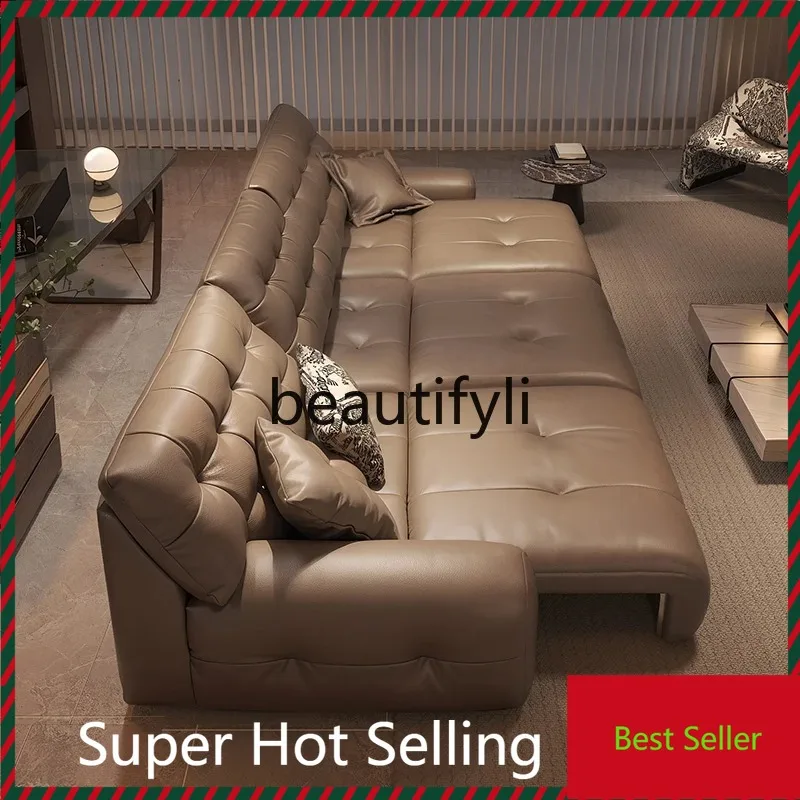 G80 Against the wall electric function sofa straight row creative brown leather