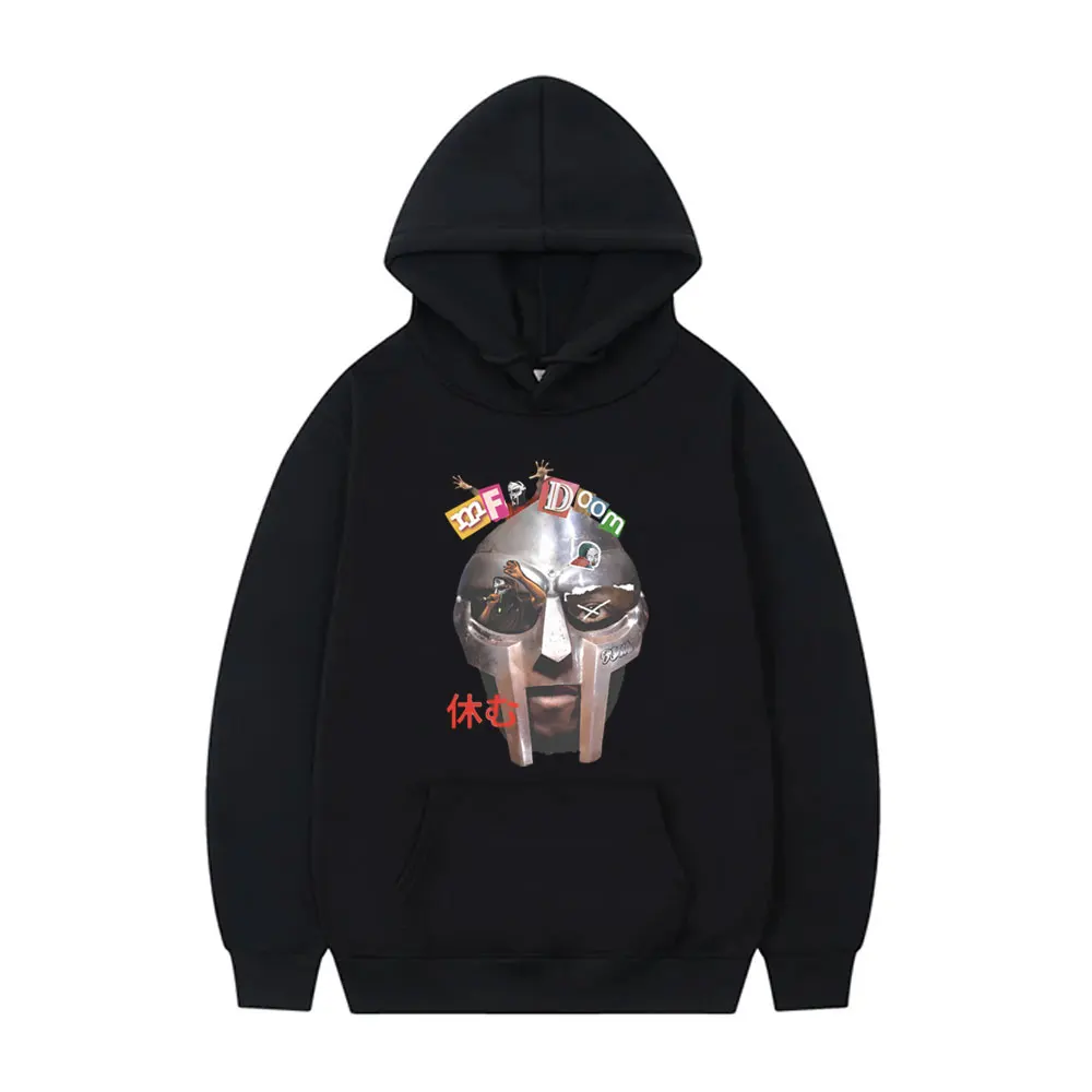 Rapper Mf Doom Madlib Madvillain Metal Mask Graphic Hoodie Operation Doomsday Pullover Male Hip Hop Vintage Rap Street Hoodies