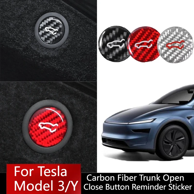

Carbon Fiber Trunk Open Close Button Reminder Sticker for Tesla Model 3 Highland Model Y Juniper 2021-2025 Car Modification Part